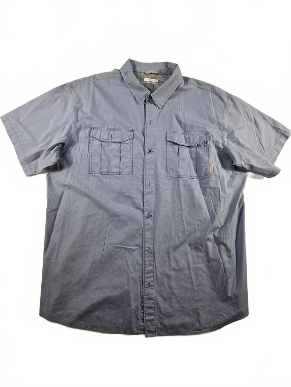 Columbia Men’s Short Sleeve Button Down Trail Shirt Blue Sz XL Gorpcore Utility